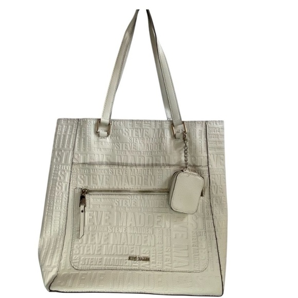 *Free w/Purchase*Steve Madden White Embossed Travel Take Along Tote Earbud Case - Picture 1 of 15